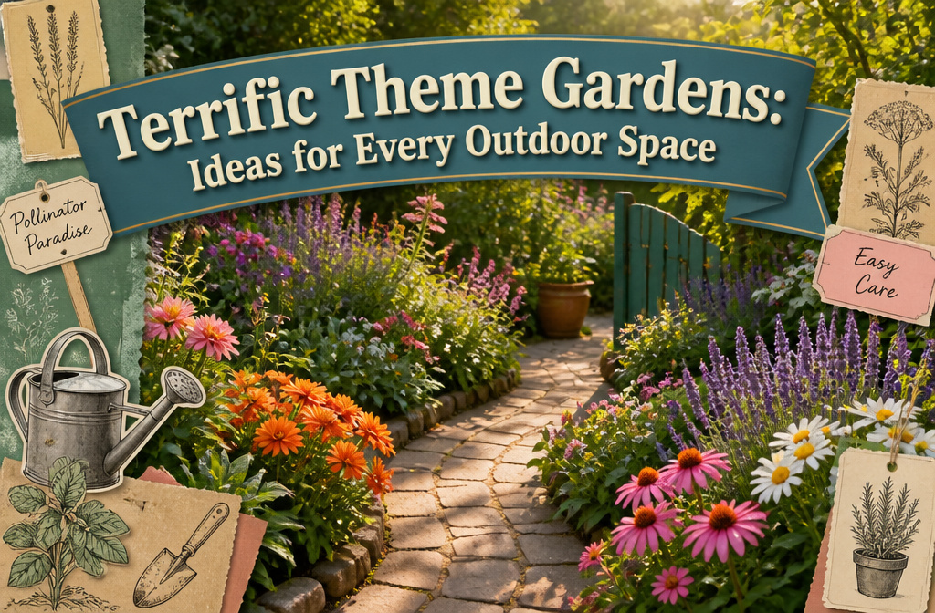 Various gardens displayed, illustrating different themes and styles.