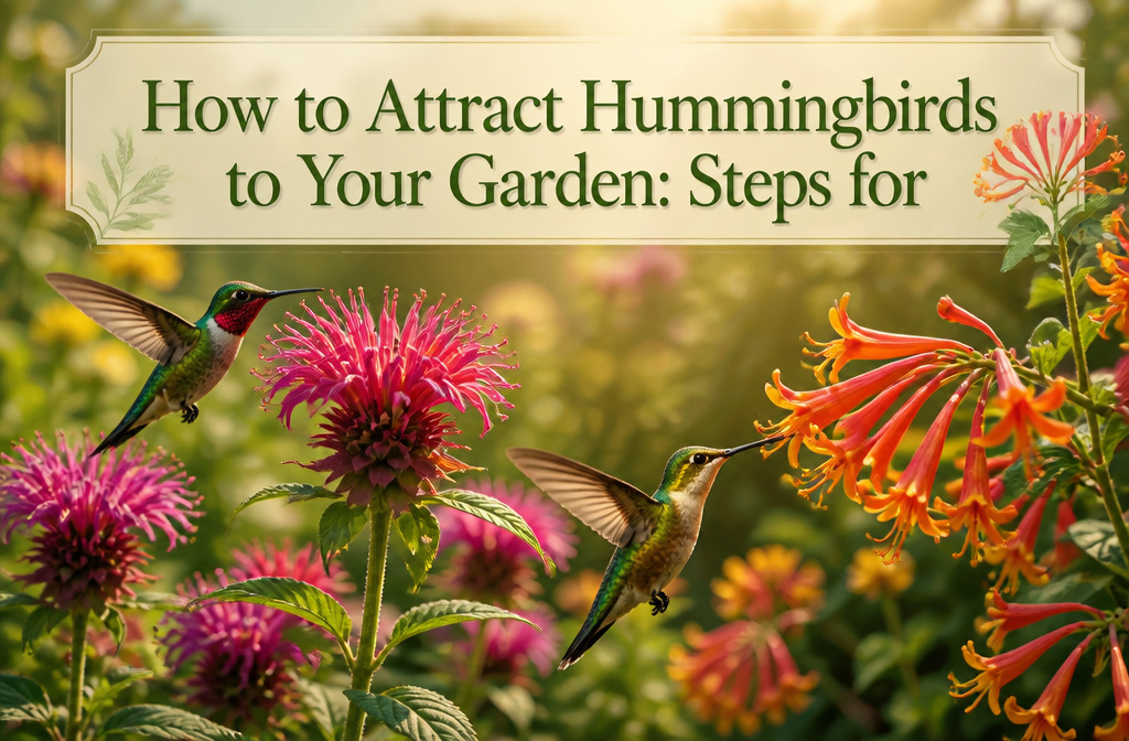 Vibrant garden with various native plants and flowers for hummingbirds.