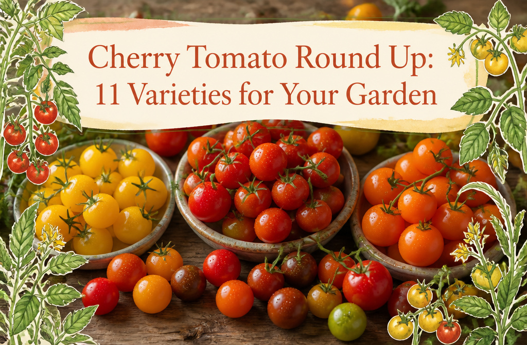 An assortment of various cherry tomatoes displayed together.
