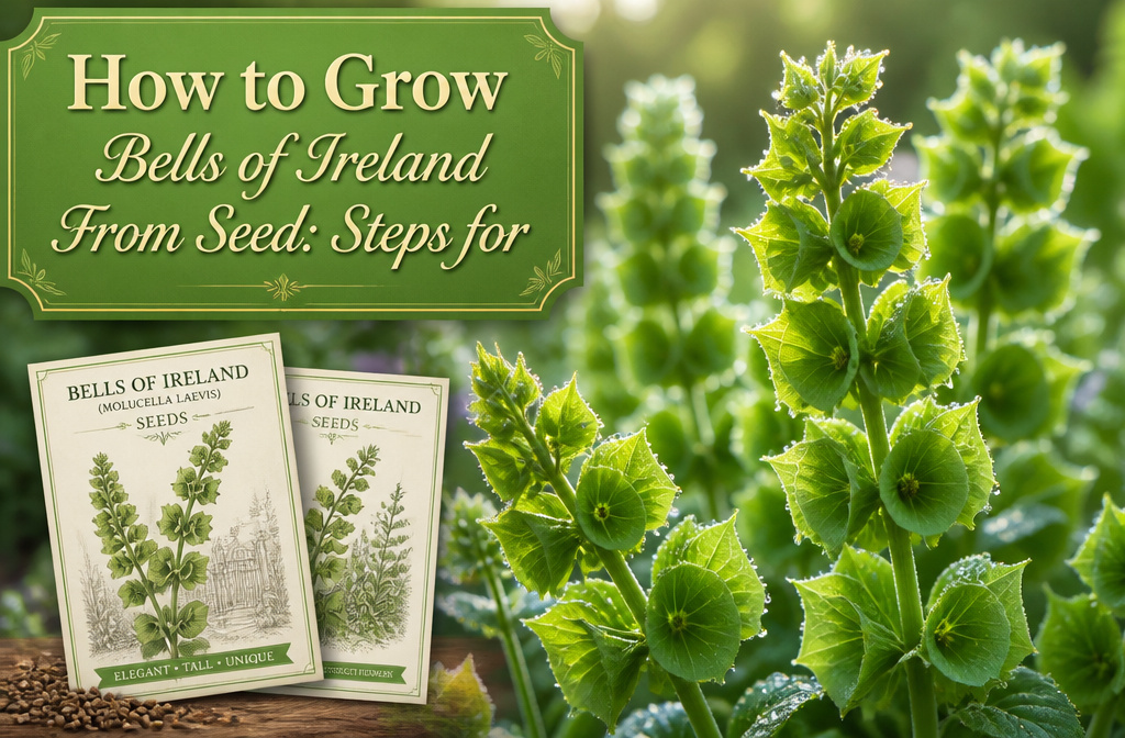 Bells of Ireland seeds in a damp paper towel on a countertop.