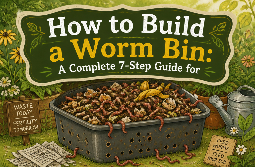 A worm bin with food scraps and bedding material inside.