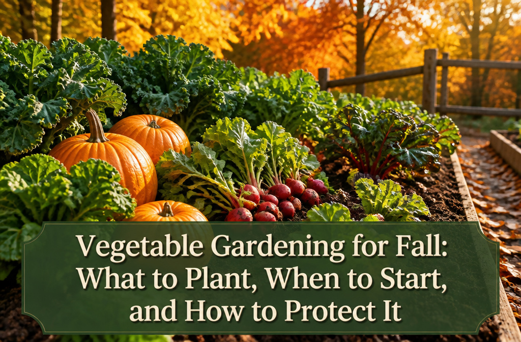 A diverse garden with various vegetables thriving in the fall.